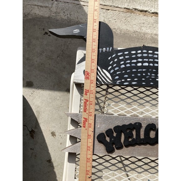 Loon - WELCOME Sign - Handmade Hand Painted Black and White Plaque - Picture 3 of 7